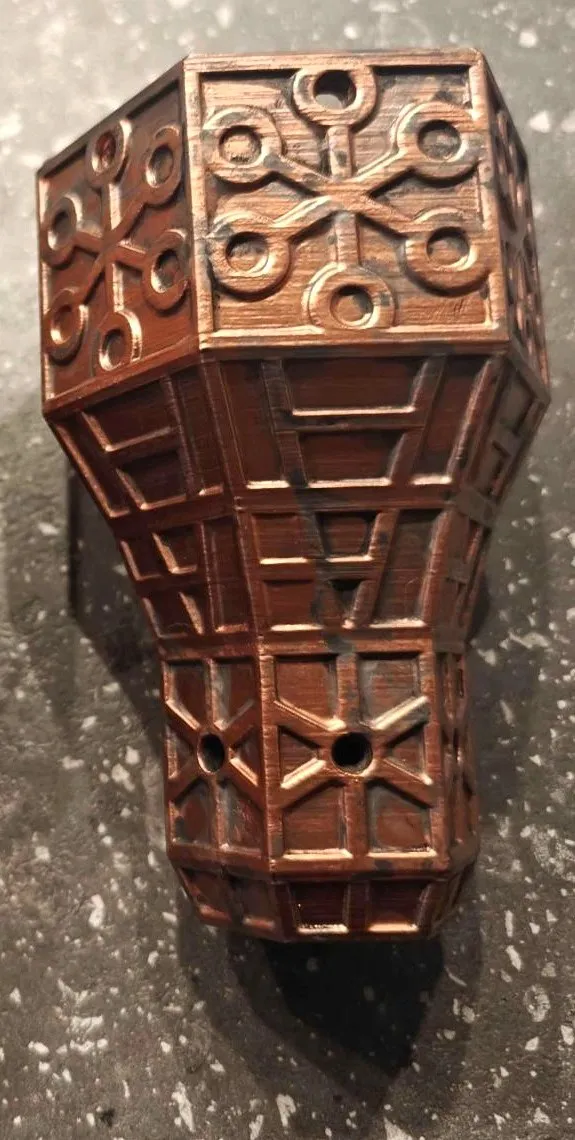 Art Deco topper in darker aged copper