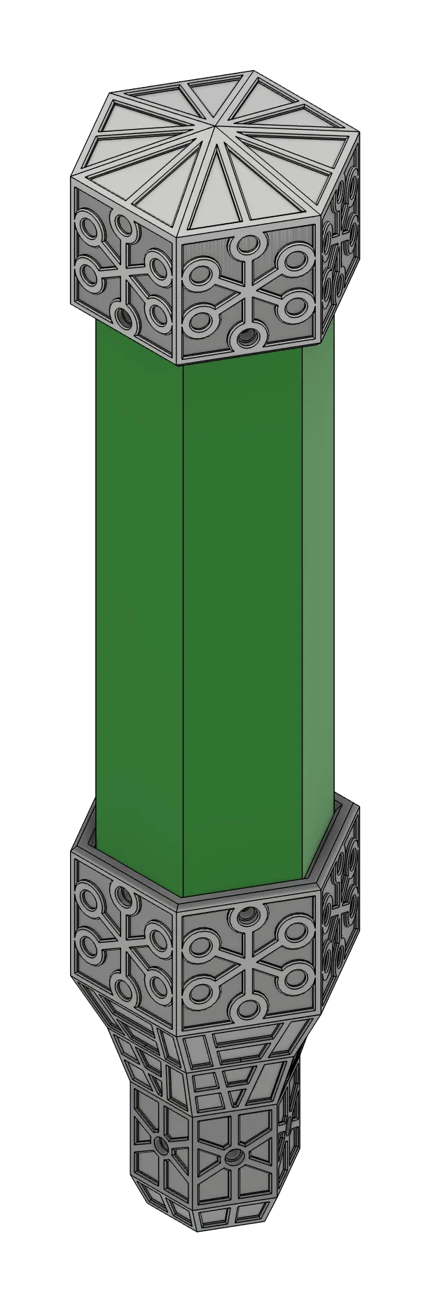 Render of the Art Deco Rectangle topper, a long decorated frame around a crystal