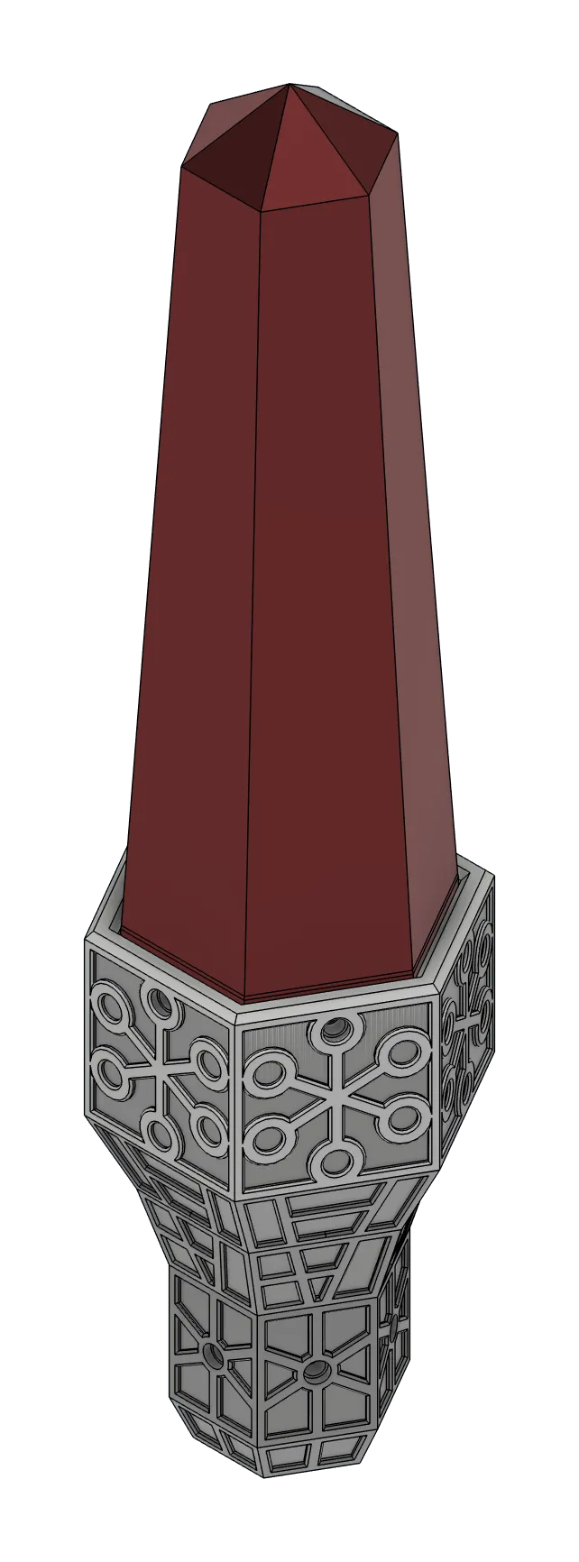 Render of the Art Deco topper with a pointed crystal
